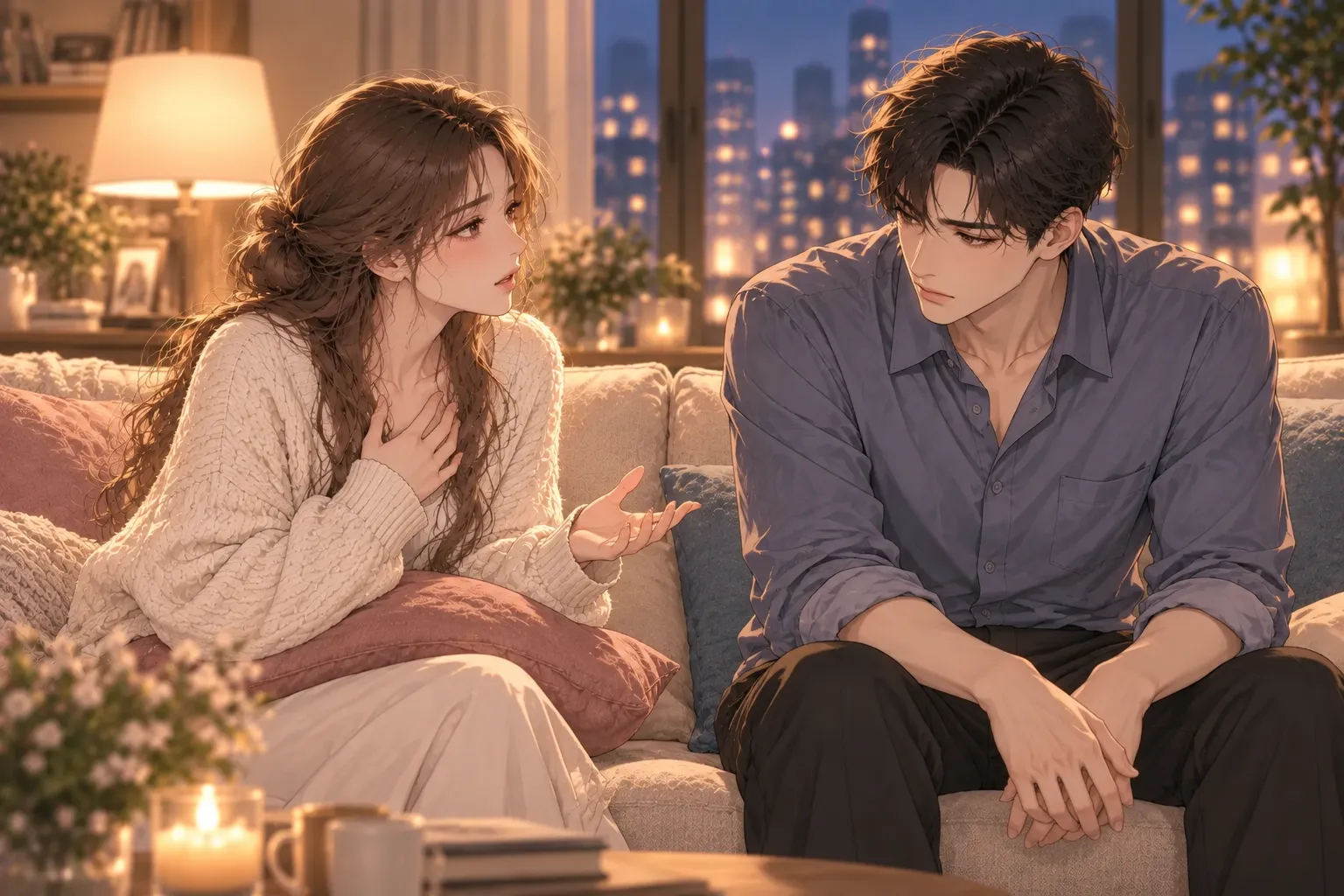 서운한 마음을 설명하려는 사람과 잠시 움츠러들어 생각하는 사람